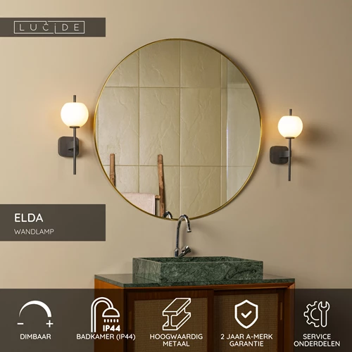 Lucide ELDA - Wandlamp Badkamer - 1xG9 - IP44 - Zwart - USP